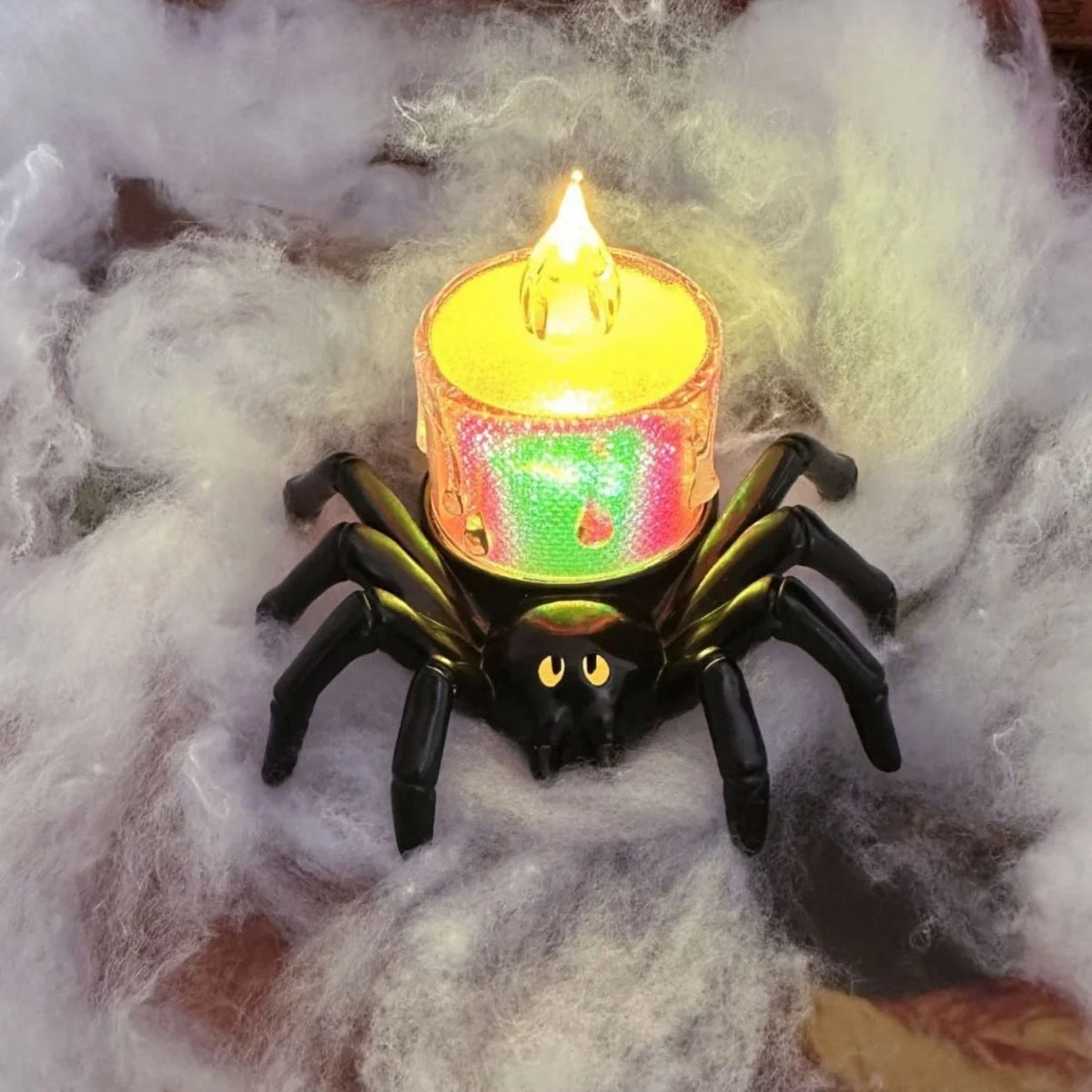 Tealight Holder Spider-Shaped Flameless LED Battery Operated