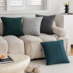 Throw Pillow Ribbed Chenille Removable Cover & Hidden Zipper