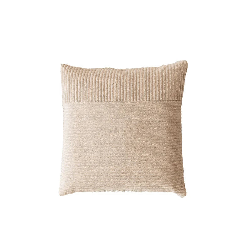 Throw Pillow Ribbed Chenille Removable Cover & Hidden Zipper