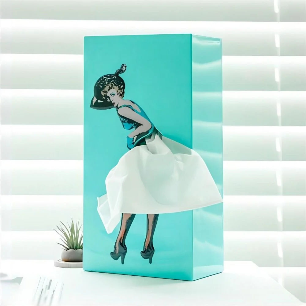 Tissue Box Cover Weighted Base & Billowing Skirt