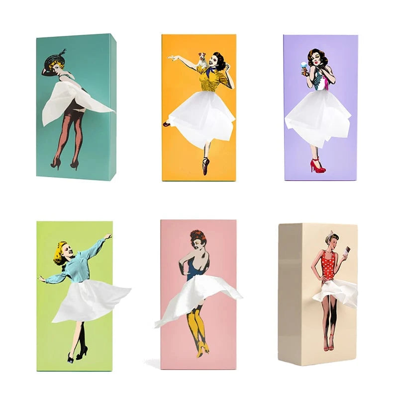 Tissue Box Cover Weighted Base & Billowing Skirt