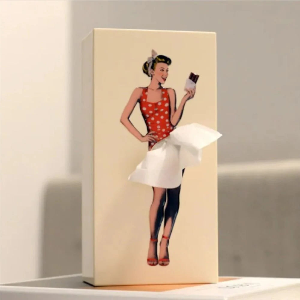 Tissue Box Cover Weighted Base & Billowing Skirt