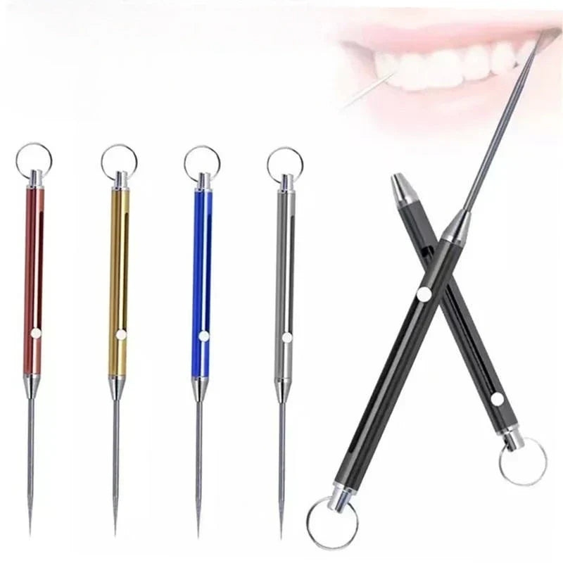 Toothpick Telescopic Metal Keychain Case