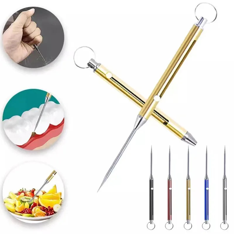 Toothpick Telescopic Metal Keychain Case