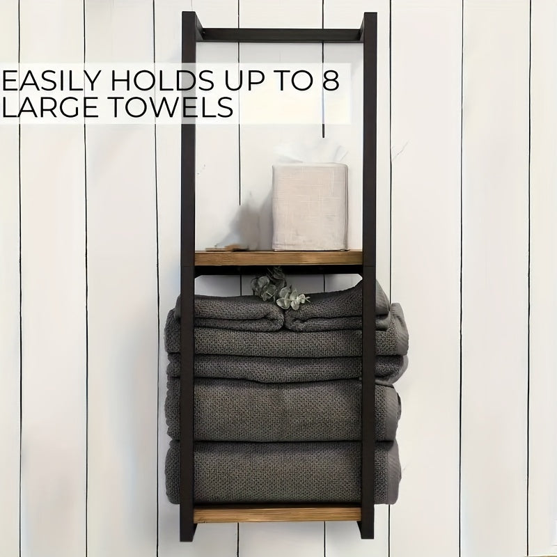 Towel Rack Wall-Mounted Waterproof Shelf Rust-Resistant Metal