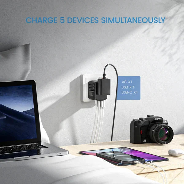Travel Adapter Universal 4 USB & Surge Protection