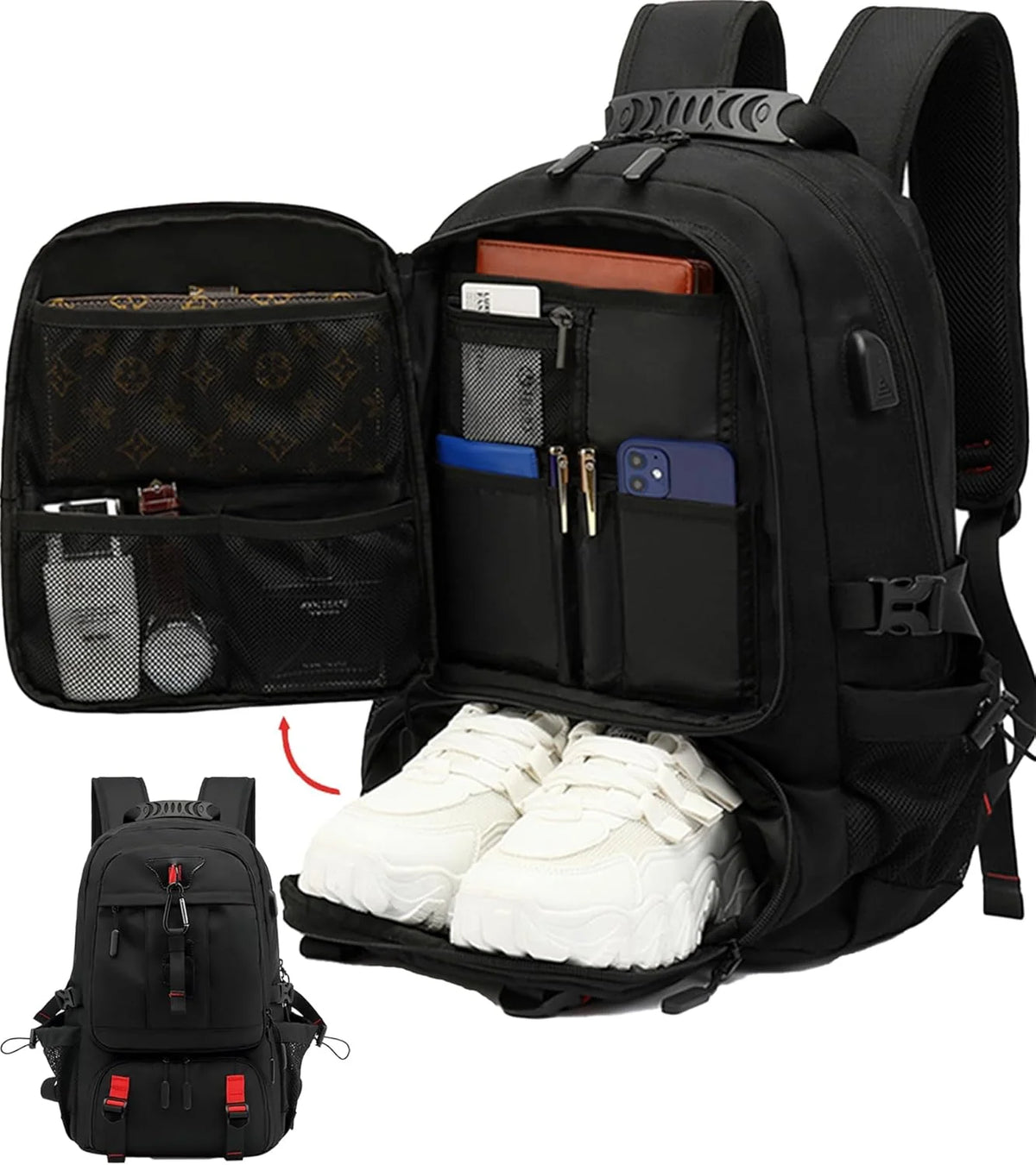 Travel Backpack Expandable 60L Water-Resistant Laptop Compartment