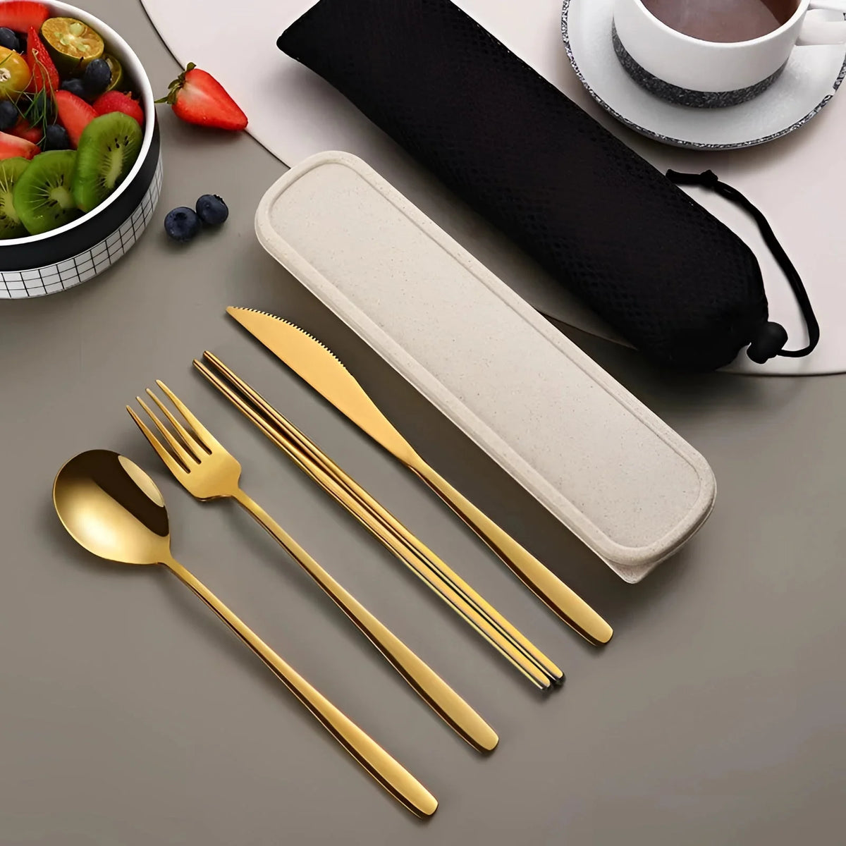 Travel Silverware Set Stainless Steel Compact Case