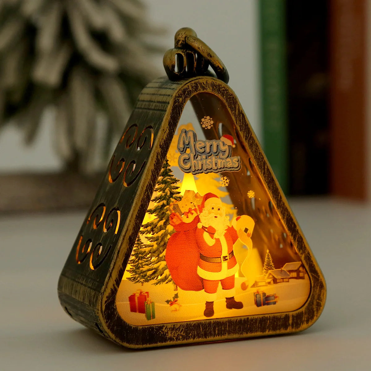 Triangle LED Lamp Warm Glow Metal Frame