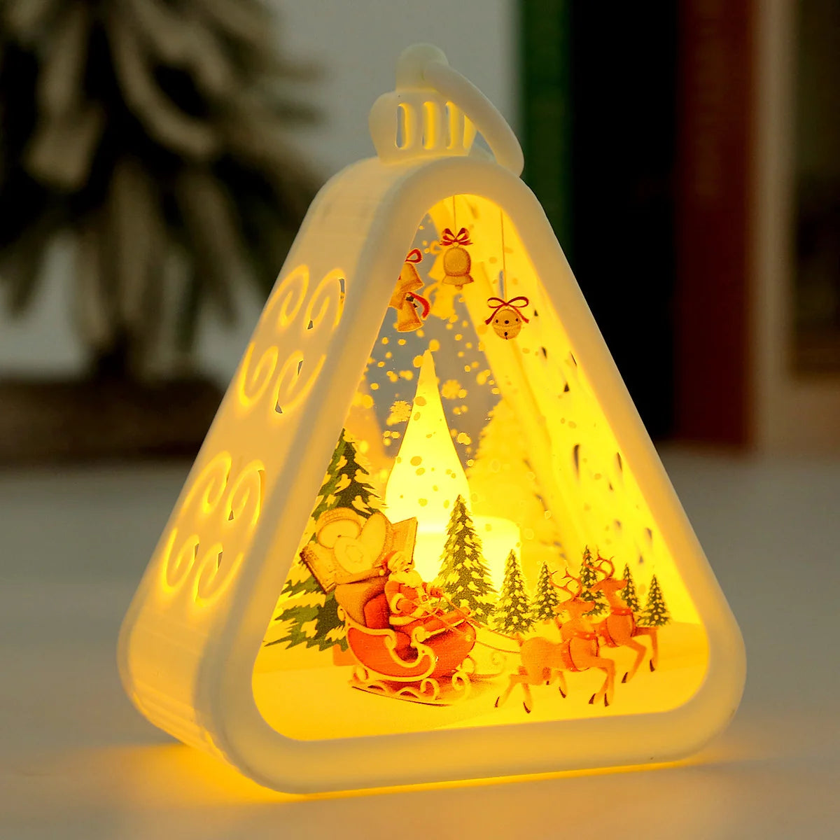 Triangle LED Lamp Warm Glow Metal Frame