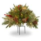 Urn Filler Dense Evergreen Battery Operated Timer 35 LEDs