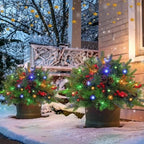 Urn Filler Dense Evergreen Battery Operated Timer 35 LEDs