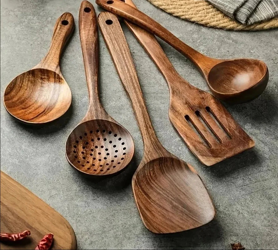 Utensil Set Teak Pan-Safe Polished Finish