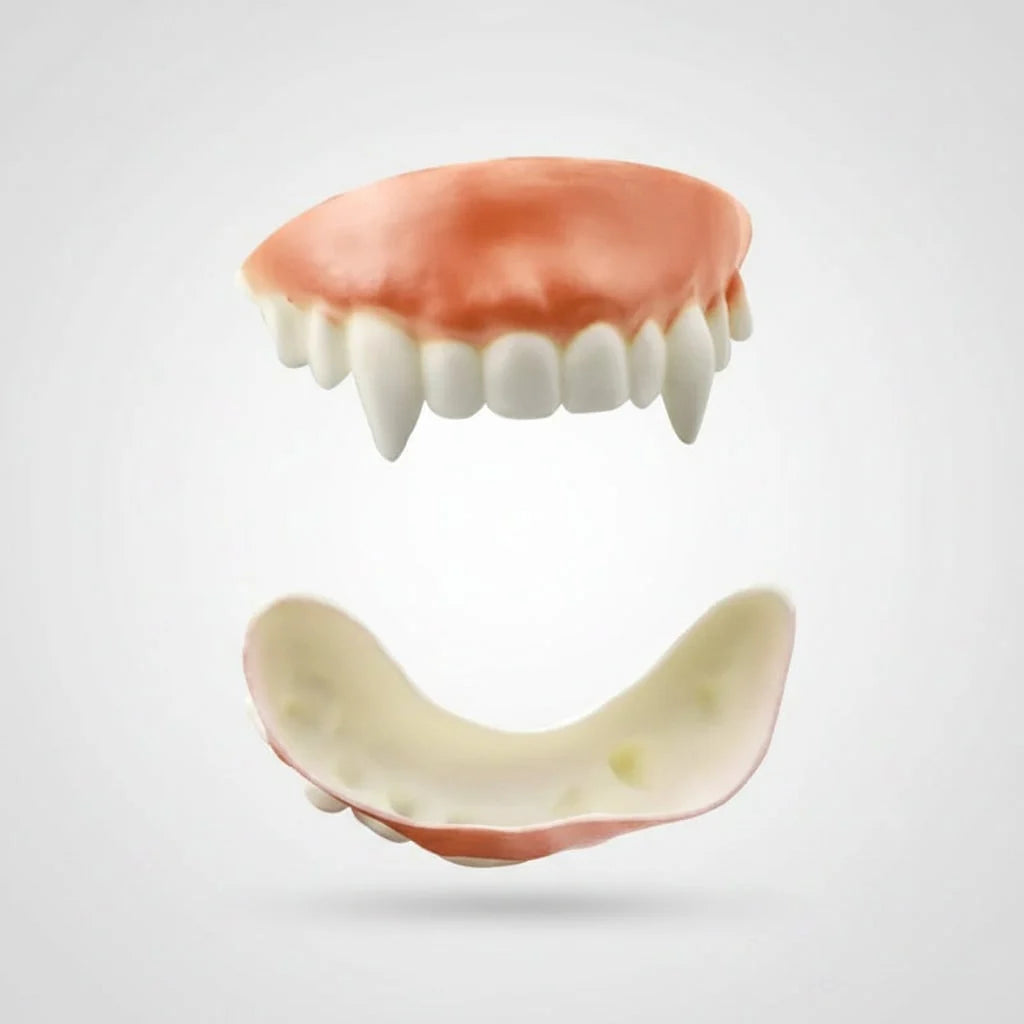 Vampire Teeth Set 12 Pieces Molded Gum Line Hollow-Back