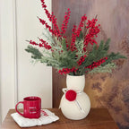 Vase Ceramic Snowman Design Smooth Surface