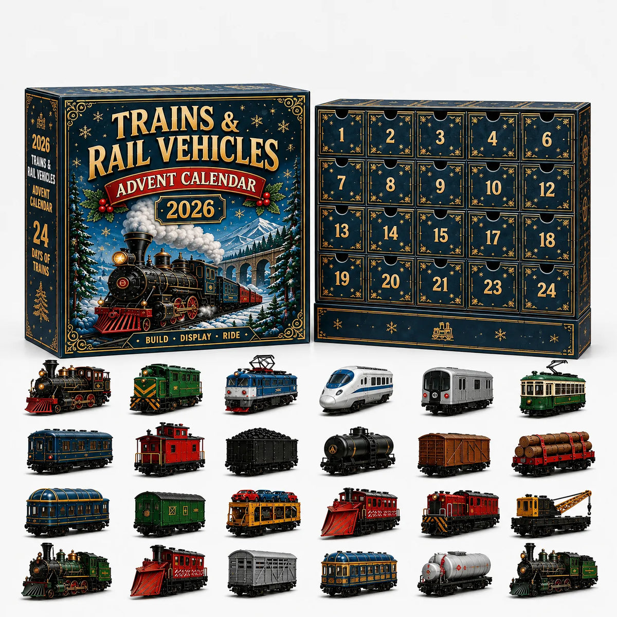 Vehicle Advent Calendar Die-Cast Metal 24-Piece Set