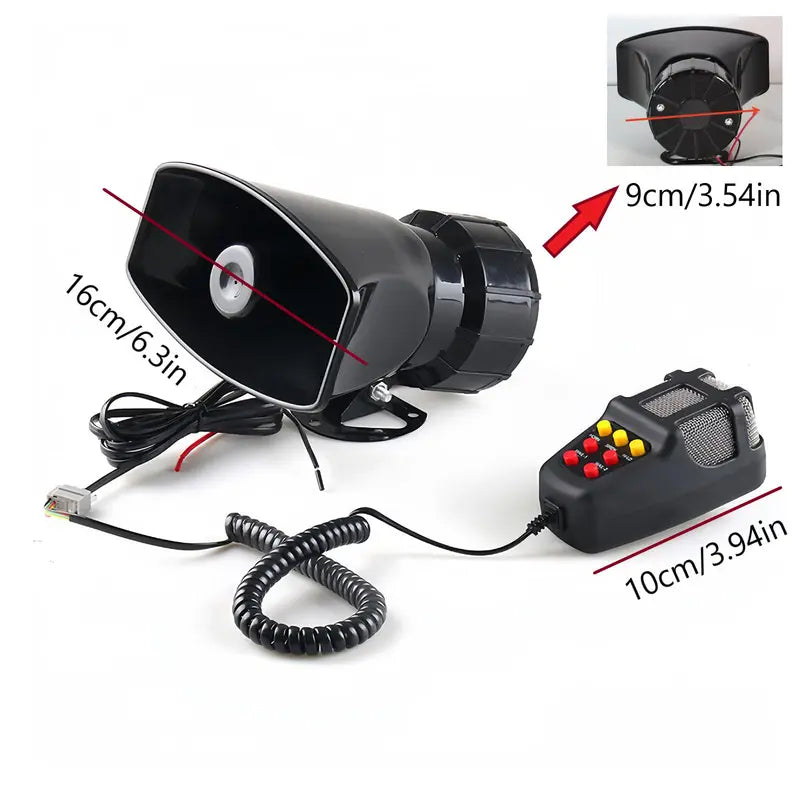Vehicle Alert System 135dB Multi-Tone & Microphone
