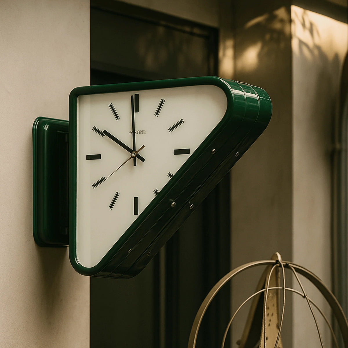 Wall Clock Dual-Sided Silent Movement Slanted Metal Frame