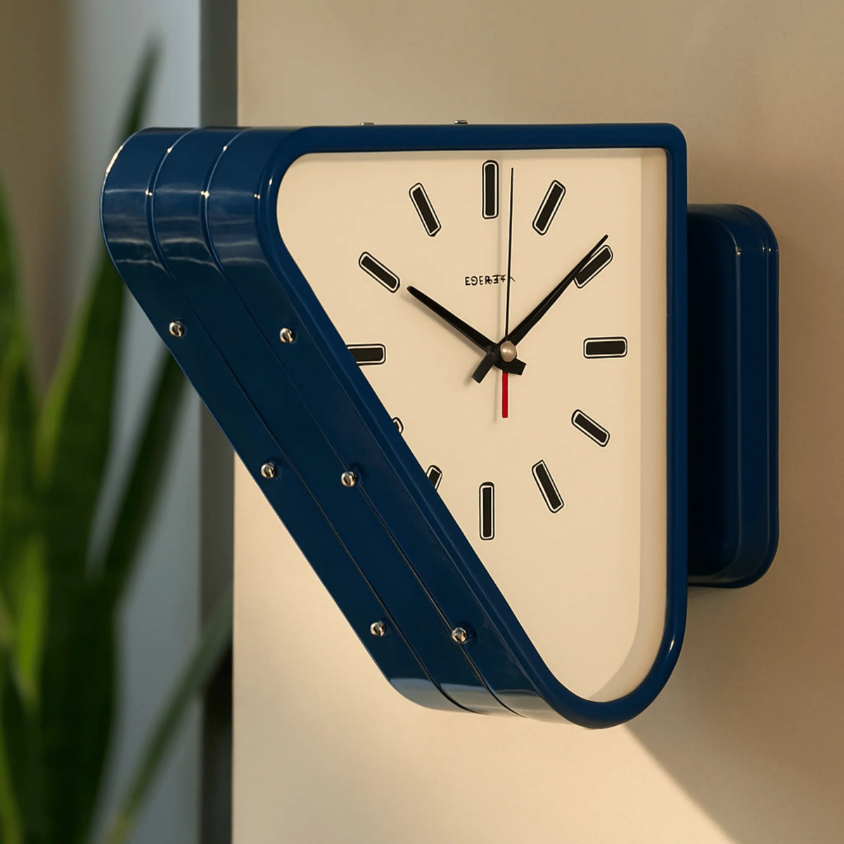 Wall Clock Dual-Sided Silent Movement Slanted Metal Frame
