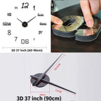 Wall Clock Frameless 3D Acrylic Numbers Silent Battery-Operated