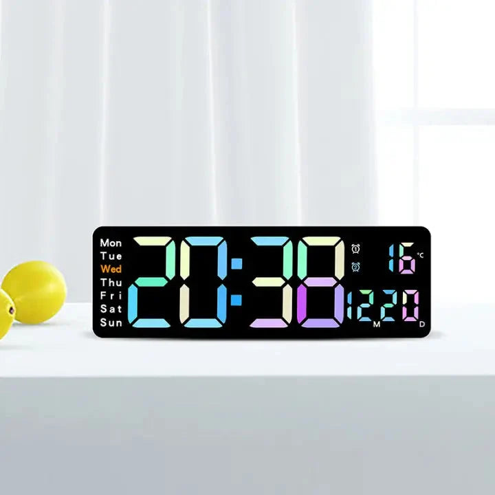Wall Clock Large LED RGB Remote Control