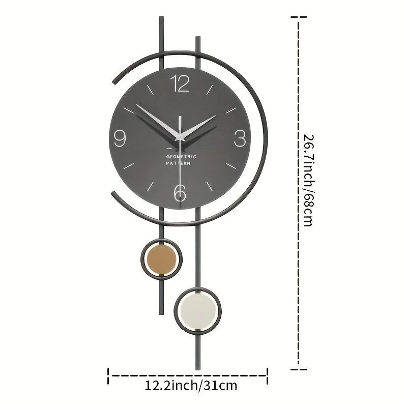 Wall Clock Silent Non-Ticking Easy-Read Numbers Iron Frame