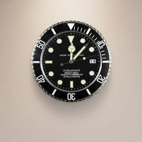 Wall Clock Stainless Steel Silent Quartz Movement Luminous Hands