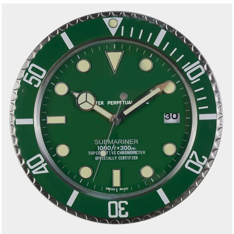 Wall Clock Stainless Steel Silent Quartz Movement Luminous Hands