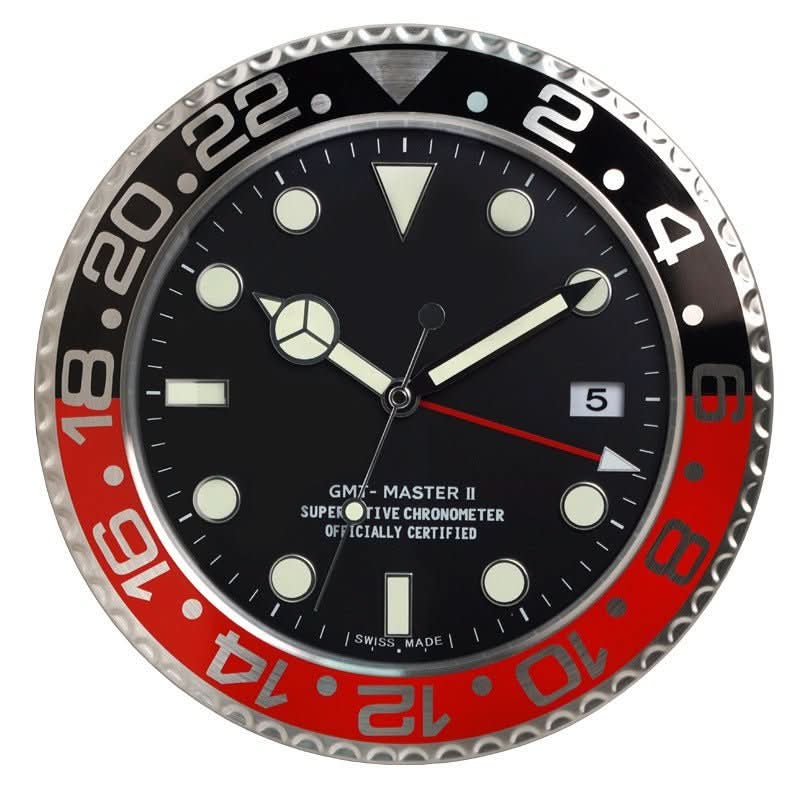 Wall Clock Stainless Steel Silent Quartz Movement Luminous Hands