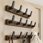 Wall Coat Rack Solid Wood Backplate & Steel Hooks