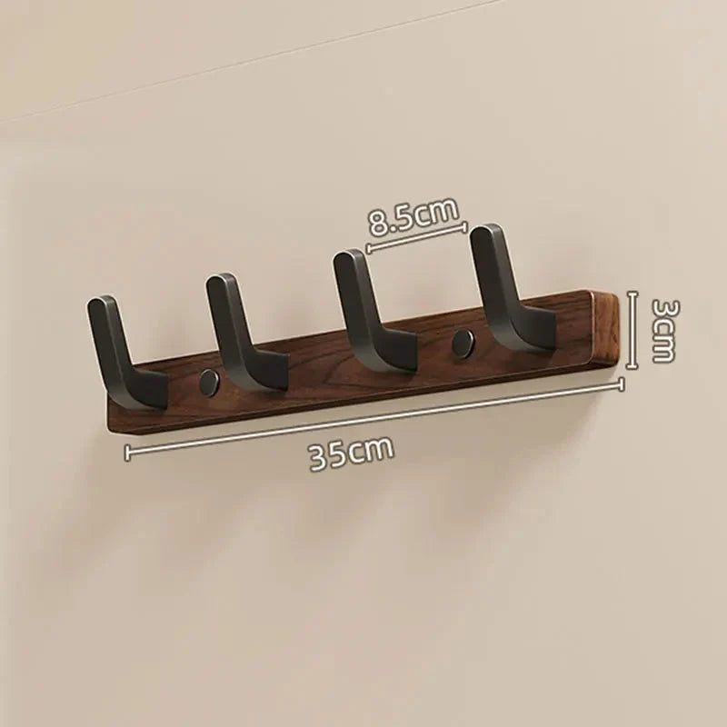 Wall Coat Rack Solid Wood Backplate & Steel Hooks