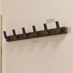 Wall Coat Rack Solid Wood Backplate & Steel Hooks