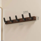Wall Coat Rack Solid Wood Backplate & Steel Hooks