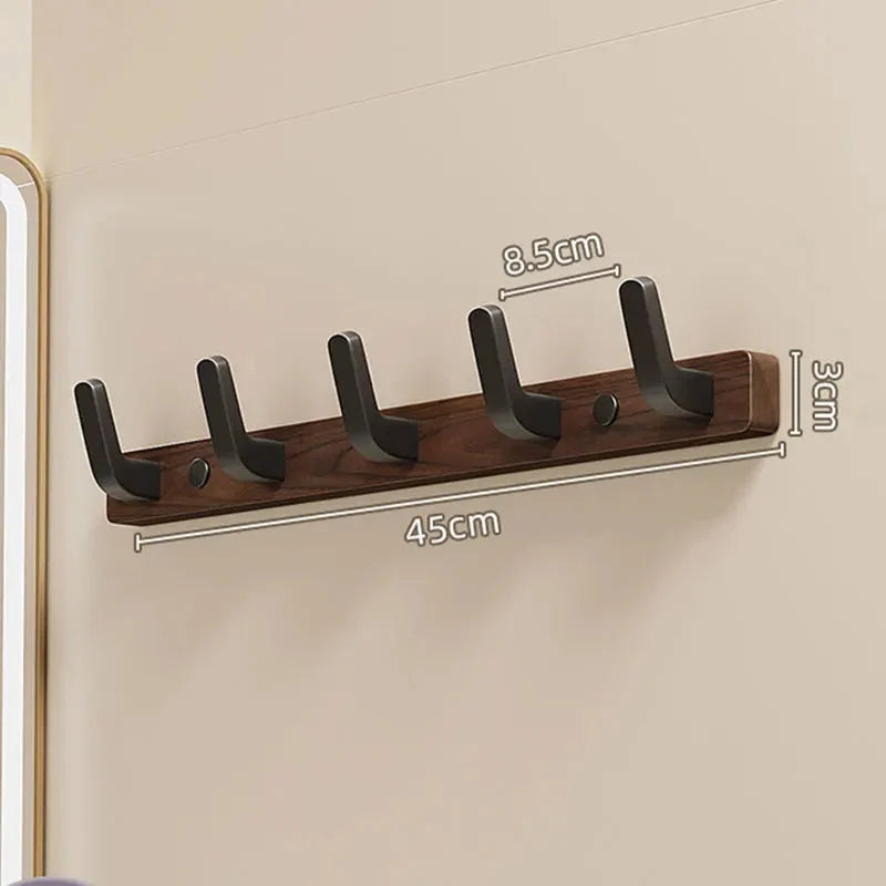 Wall Coat Rack Solid Wood Backplate & Steel Hooks