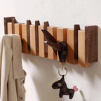 Wall-Mounted Hook Shelf Foldable Walnut & Beech