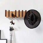 Wall-Mounted Hook Shelf Foldable Walnut & Beech