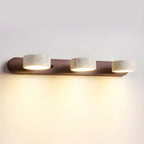 Wall Sconce Travertine Stone Wood Dual LED Lighting