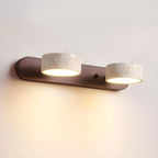 Wall Sconce Travertine Stone Wood Dual LED Lighting
