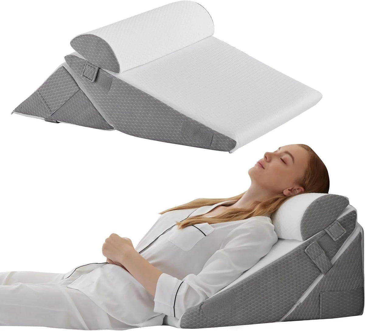Wedge Pillow Set Adjustable Incline Memory Foam 3 Piece