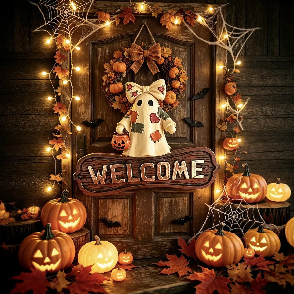 Welcome Sign Ghost Design Weatherproof With Bell