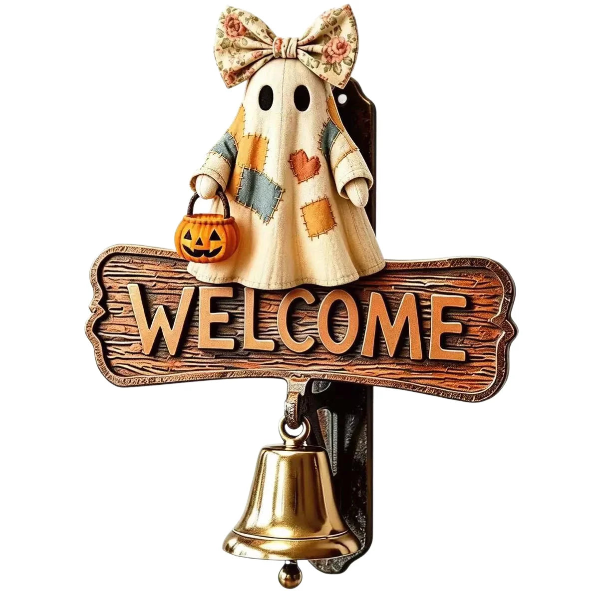 Welcome Sign Ghost Design Weatherproof With Bell