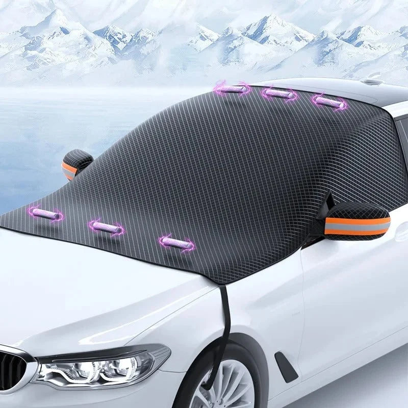 Windshield Snow Cover Magnetic Side Mirror Covers Reflective Strips