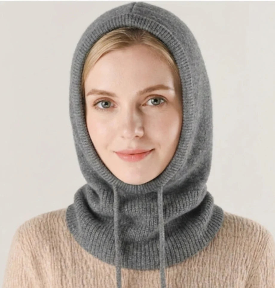 Winter Beanie Cashmere Blend Adjustable Drawstring Wind Protection