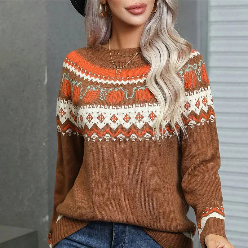 Women's Sweater Classic Nordic Pattern Relaxed Fit