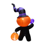 Yard Inflatable Skeleton With LED Pumpkin Head Weather-Resistant