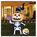 Yard Inflatable Skeleton With LED Pumpkin Head Weather-Resistant