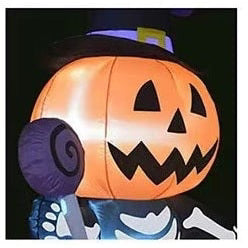 Yard Inflatable Skeleton With LED Pumpkin Head Weather-Resistant