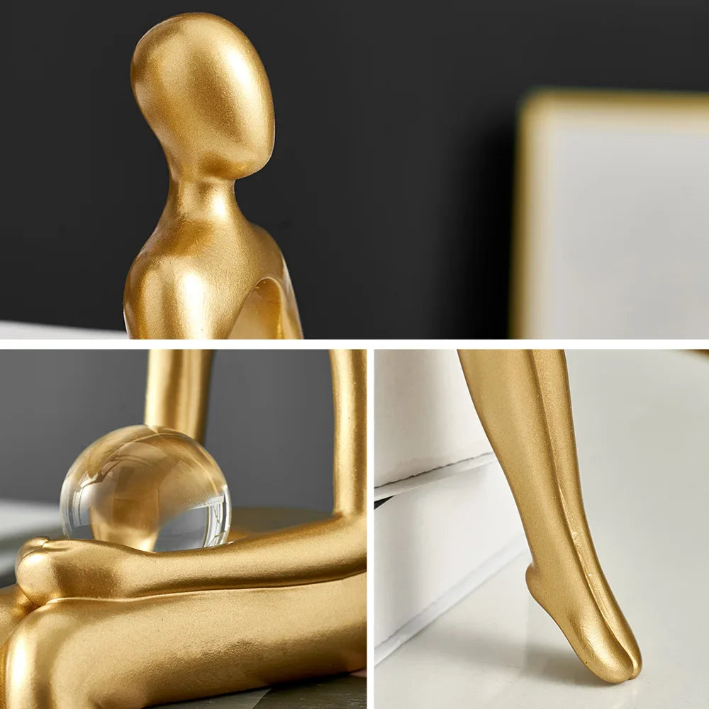 Gilded Elegance Abstract Sculptures