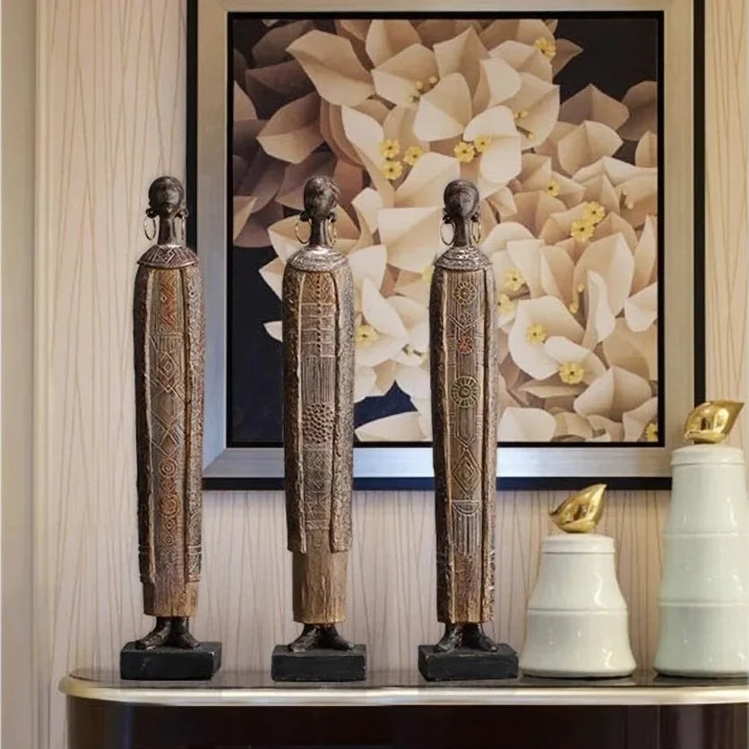 Elegant 14.5" Tribal Art Sculpture for Home Decor