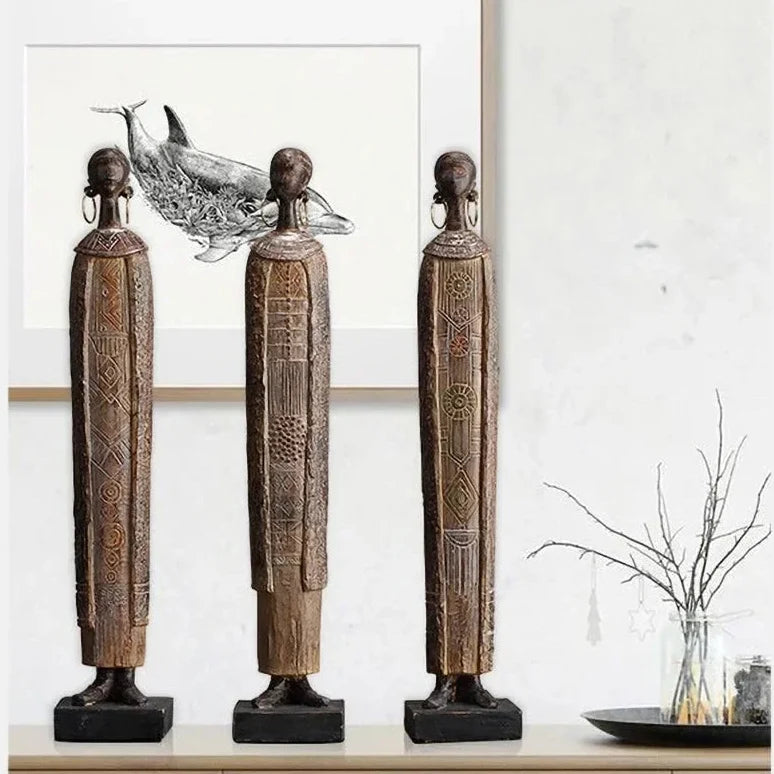 Elegant 14.5" Tribal Art Sculpture for Home Decor